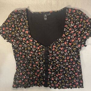Volcom Floral Button-Up Women's Top sleeveless medium crop
